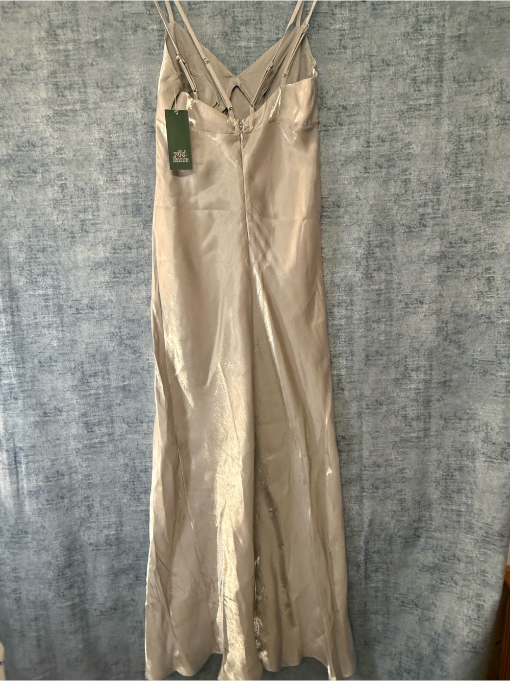 Silver Satin maxi Dress